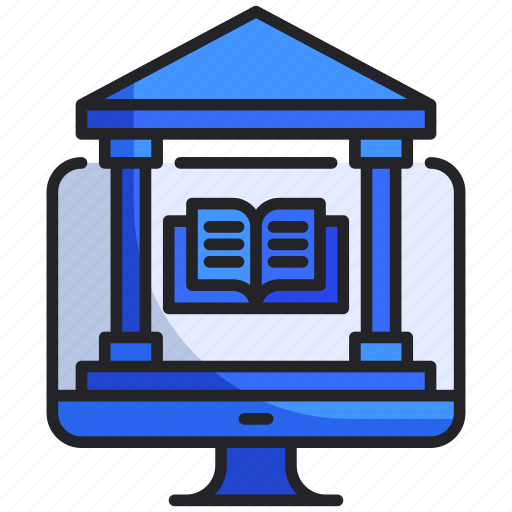 Building, ebook, library, monitor, online icon - Download on Iconfinder