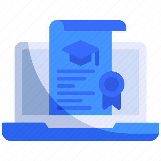 Certificate, diploma, file, laptop, online icon - Download on Iconfinder
