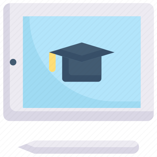 E-learning, education, learning, mortarboard on ipad, online, student, study icon - Download on Iconfinder