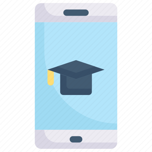 E-learning, education, learning, mobile phone, mortarboard on smartphone, online, study icon - Download on Iconfinder