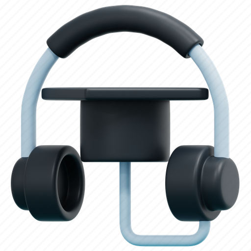 Audio, course, online, learning, headphones, education, headset 3D illustration - Download on Iconfinder