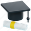 graduation, cap, graduate, mortarboard, education, certificate, 3d 