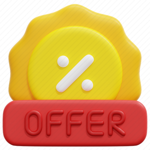 Offer, online, digital, marketing, badge, discount, percent 3D illustration - Download on Iconfinder
