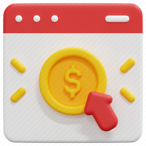 Pay, per, click, online, digital, marketing, money 3D illustration - Download on Iconfinder