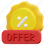 offer, online, digital, marketing, badge, percent, discount, 3d 