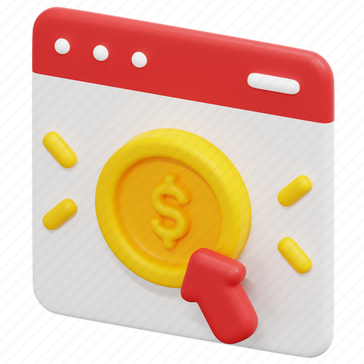 Pay, per, click, online, digital, marketing, money 3D illustration - Download on Iconfinder