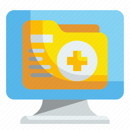 Computer, folder, healthcare, hospital, information, medical, monitor icon - Download on Iconfinder