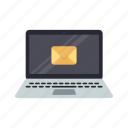 laptop, mail, message, online messaging