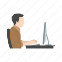 desktop, messaging, online, man at computer