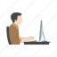 desktop, messaging, online, man at computer 