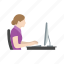 desktop, messaging, online, woman on computer 
