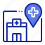 hospital, location, map, pointer 