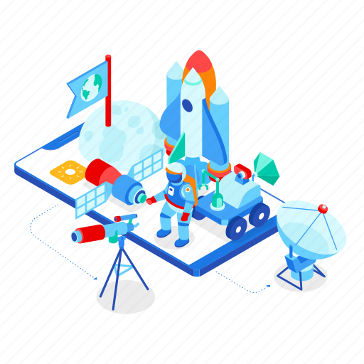 Smartphone, rocket, space, explore illustration - Download on Iconfinder