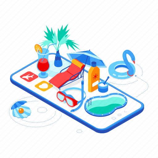 Smartphone, summer, vacation, beach illustration - Download on Iconfinder