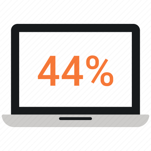 Forty four, laptop, online, percent, share purches, share sale icon - Download on Iconfinder