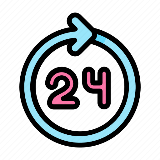 Hours, 24h, delivery, non, stop, round, the icon - Download on Iconfinder