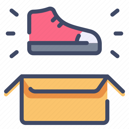 Box, delivery, footwear, open, package, shoe, sneaker icon - Download on Iconfinder