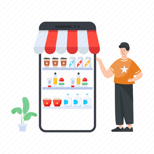 Mobile sale, m commerce, mobile shopping, eshopping, product selection illustration - Download on Iconfinder