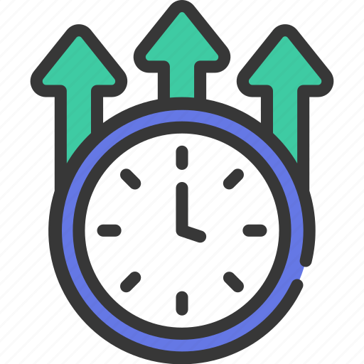 Increase, time, up, arrows, increased, clock icon - Download on Iconfinder