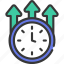 increase, time, up, arrows, increased, clock 