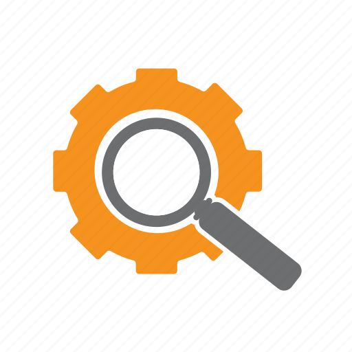 Cog, glass, magnifying, searching, seo icon - Download on Iconfinder