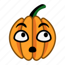halloween, look up, pumpkin, puzzled, recall, surprised, think
