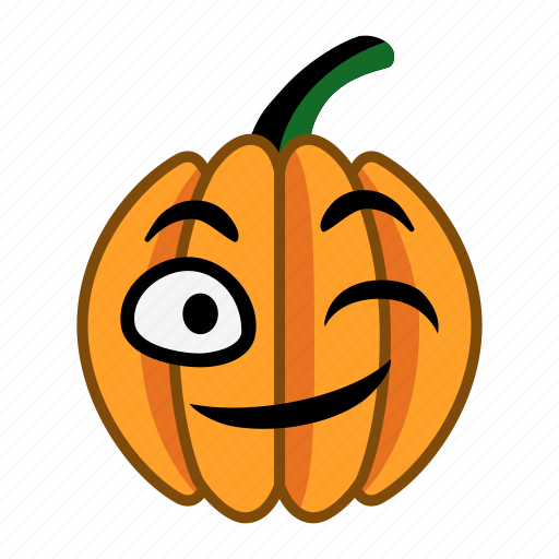 Character, cute, halloween, happy, pumpkin, smile, wink icon - Download on Iconfinder