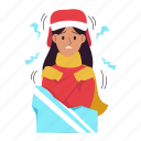 freeze, cold, girl, freezing, snowing, winter, holiday, christmas, sticker