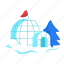 igloo, eskimo, house, snowing, freeze, winter, holiday, christmas, sticker 