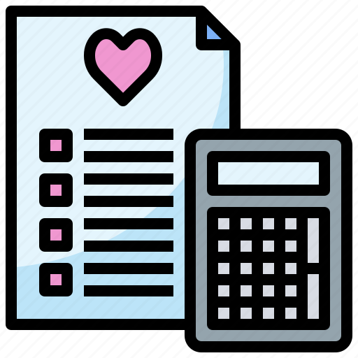 Calculator, cost, document, heart, wedding icon - Download on Iconfinder