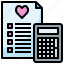 calculator, cost, document, heart, wedding 