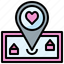 gps, heart, location, love, map, wedding