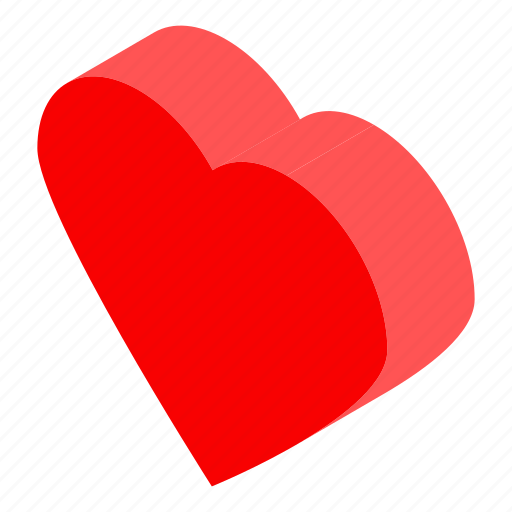 Cartoon, heart, isometric, love, passion, red, wedding icon - Download on Iconfinder