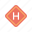 h signboard, healthcare sign, hospital directional sign, hospital road sign, hospital traffic sign 