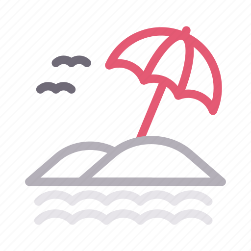 Beach, birds, river, sand, umbrella icon - Download on Iconfinder