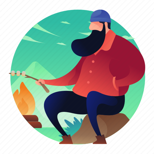Bonfire, campfire, camping, man, people icon - Download on Iconfinder