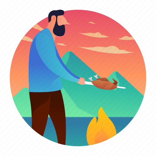 Campfire, cooking, fire, man, people icon - Download on Iconfinder
