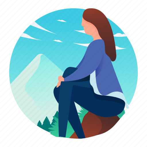 Woman, scene, mountain, sitting icon - Download on Iconfinder