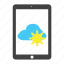 cloud, ipad, sun, forecast, sunny, tablet, weather
