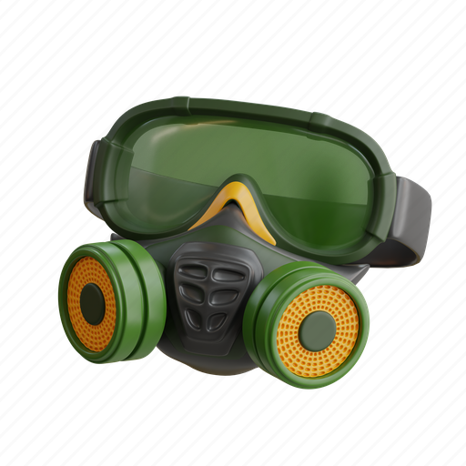 Gas, mask, protection, pollution, danger, chemical, safety 3D illustration - Download on Iconfinder