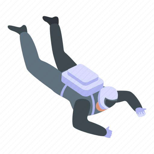 Cartoon, isometric, logo, person, silhouette, skydiving, woman icon - Download on Iconfinder