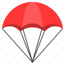 delivery, parachute, red, shipping