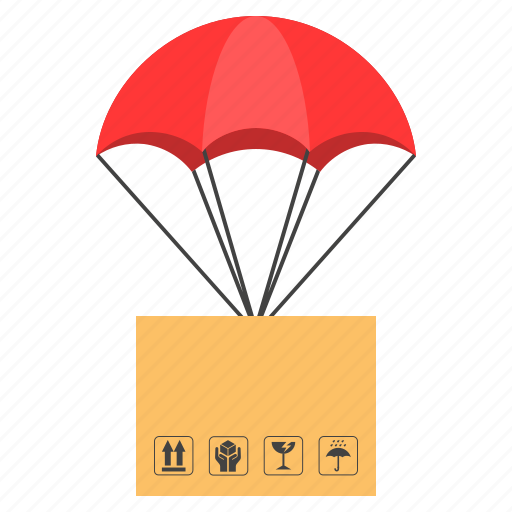 Cargo, delivery, logistic, package, parachute, parcel box, shipping icon - Download on Iconfinder