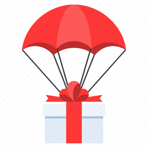 Birthday, delivery, gift box, logistics, parachue, shipping icon - Download on Iconfinder