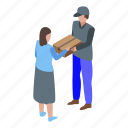 business, cartoon, computer, delivery, home, isometric, parcel