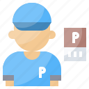 avatar, man, parking, user, worker 