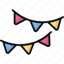 garland, decoration, party, birthday, ornament, celebration, flags