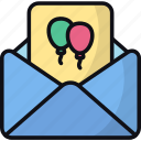 party invitation, message, envelope, birthday, letter, celebration, invitation card