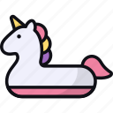 unicorn, swimming pool, float, rubber ring, holiday, pony, life preserver
