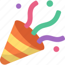 party popper, confetti, fun, celebration, birthday, anniversary, festival